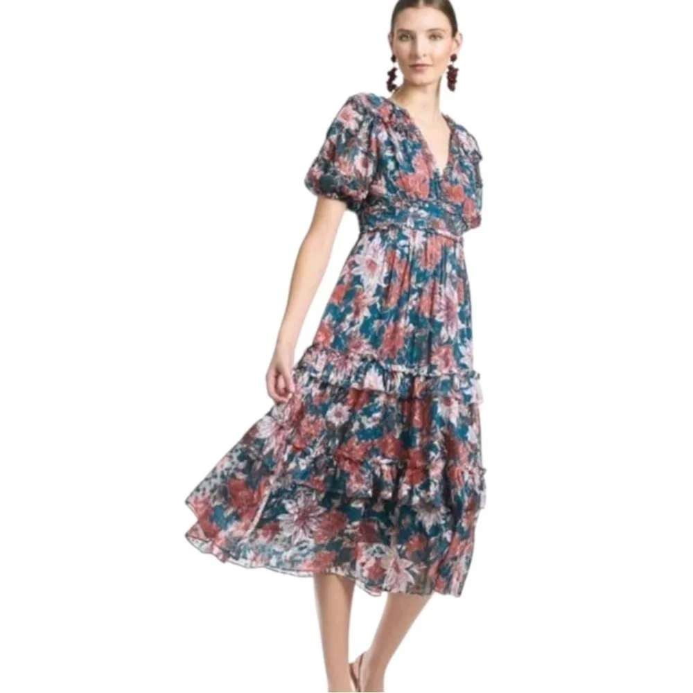 Sachin + Babi Blue Pink Ruffled Tiered Sundress - Picture 2 of 9